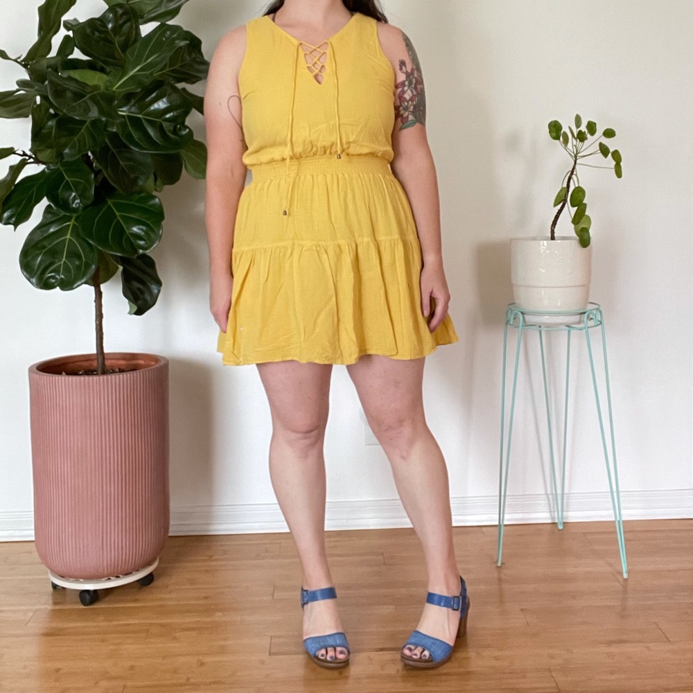 Yellow Universal Thread Western Swing Dress XL